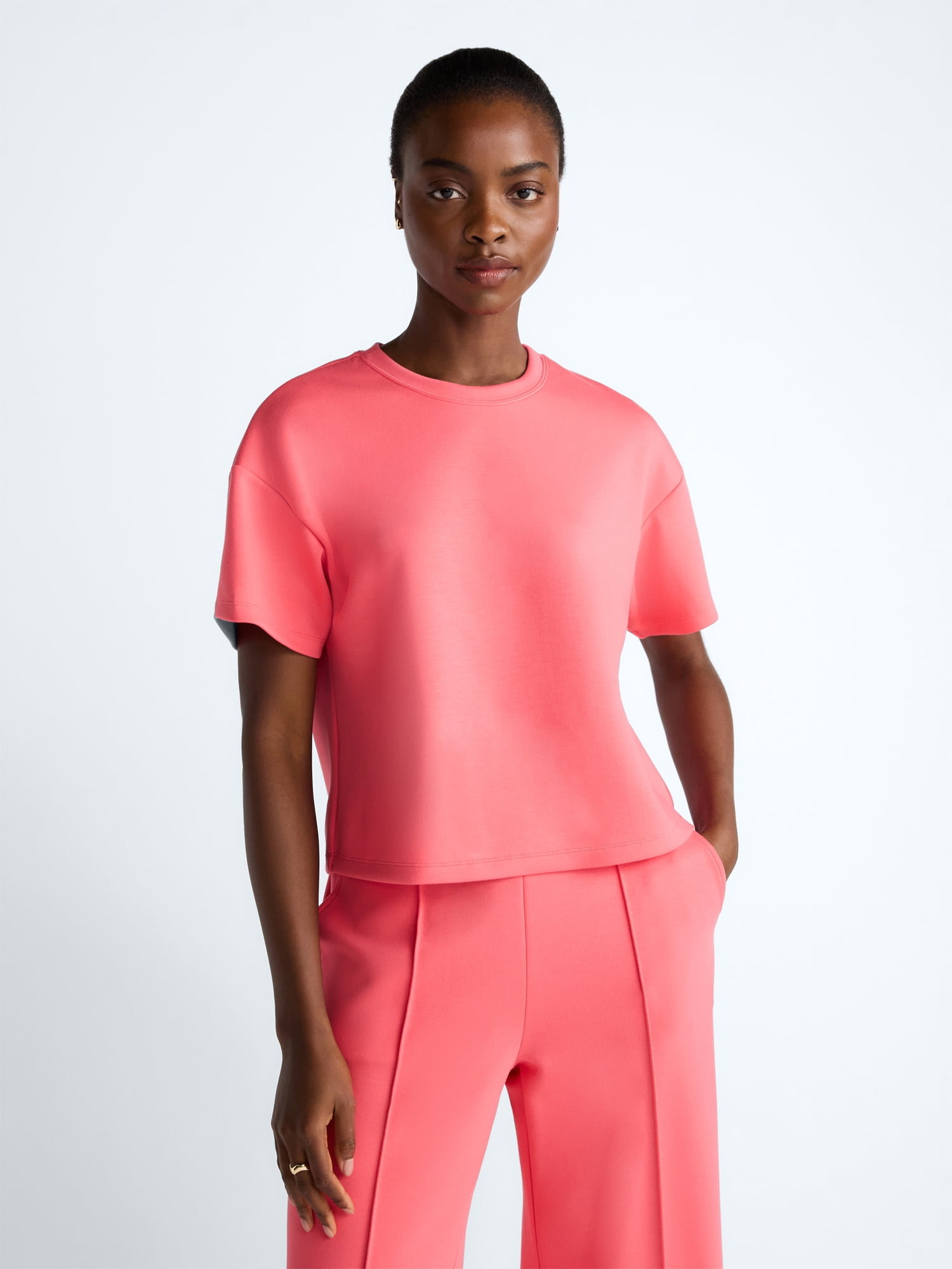 Scoop Women's and Women's Plus Scubaknit Tee with Short Sleeves, Sizes XS-4X