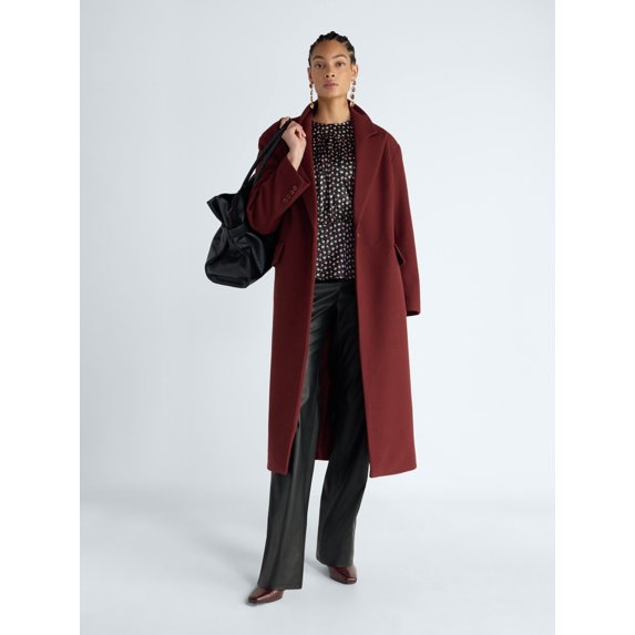 Scoop Women's and Women's Plus Oversized Faux Wool Coat, Sizes XS-4X