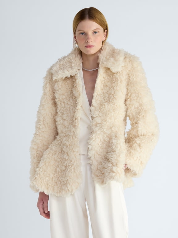 Women's and Women's Plus Faux Fur Peplum Hem Jacket, Sizes XS-4X