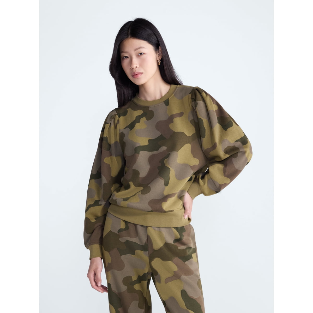 Women’s and Women's Plus Pleat Shoulder Sweatshirt, Sizes XS-4X