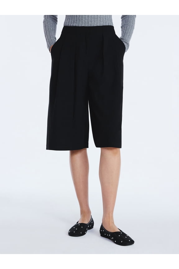 Women's and Women's Plus Pleated Culotte Pants, 22.5'' Inseam, Sizes 0-26W