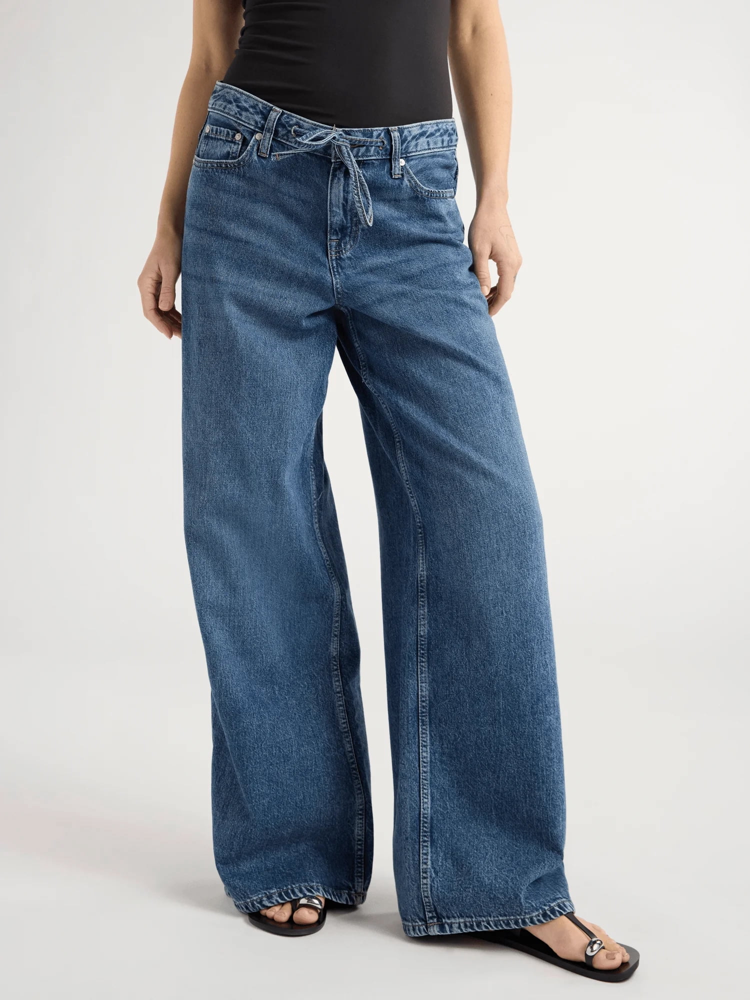 Scoop Women’s and Women's Plus Relaxed Low Slung Jeans, Sizes 0-28 Plus