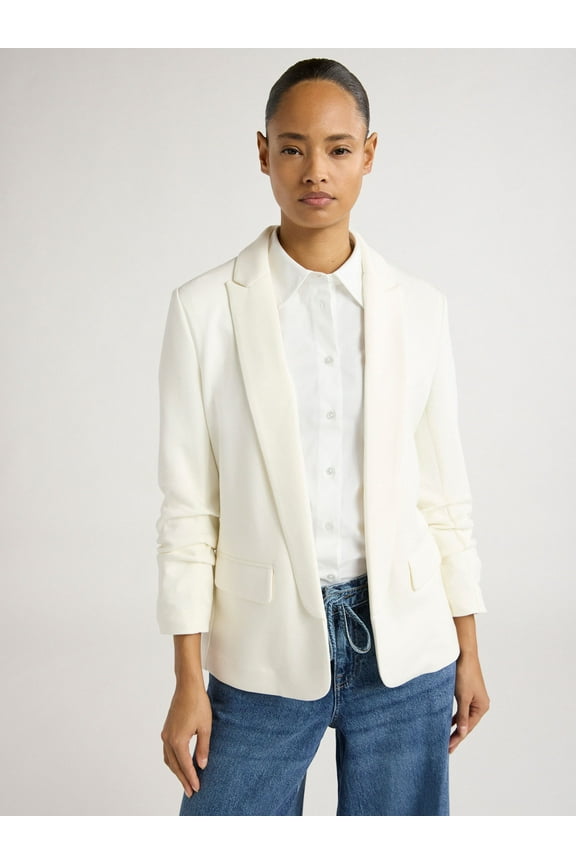 Women's and Women’s Plus Ultimate ScubaKnit Relaxed Blazer with Scrunch Sleeves, Sizes XS-4X