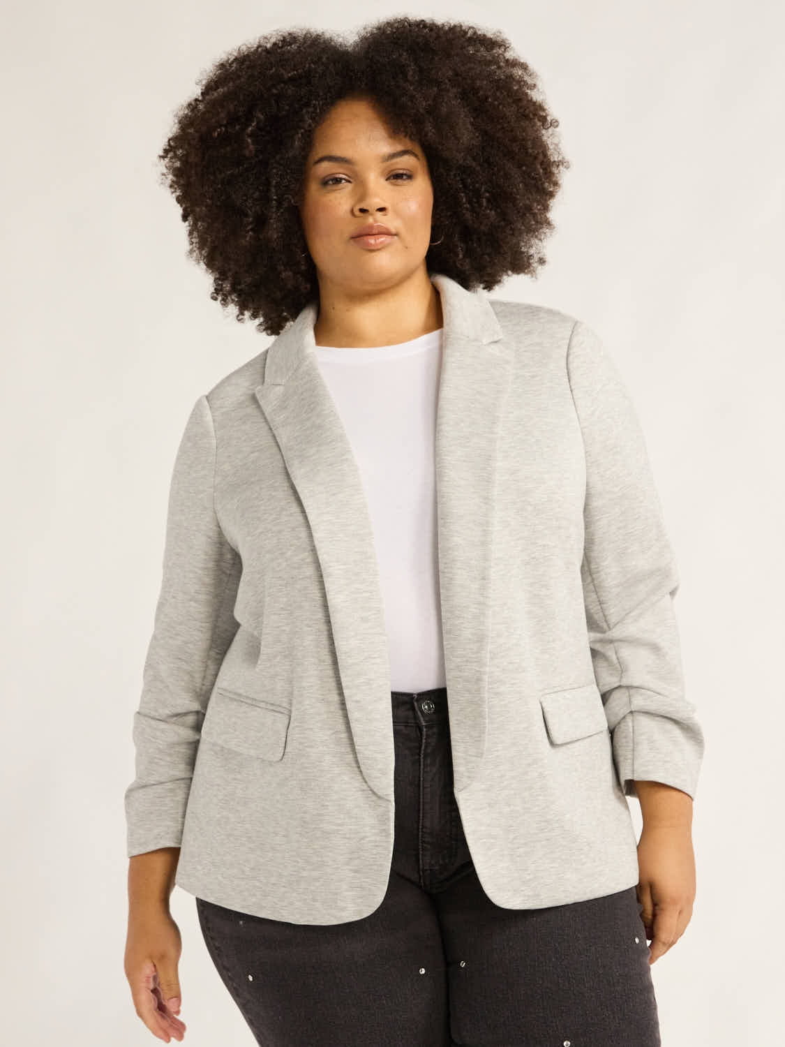 Scoop Women's and Women’s Plus Ultimate ScubaKnit Relaxed Blazer with Scrunch Sleeves, Sizes XS-4X
