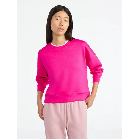 Scoop Women's and Women's Plus New Scubaknit Cropped Sweatshirt with Drop Sleeves, Sizes XS-4X