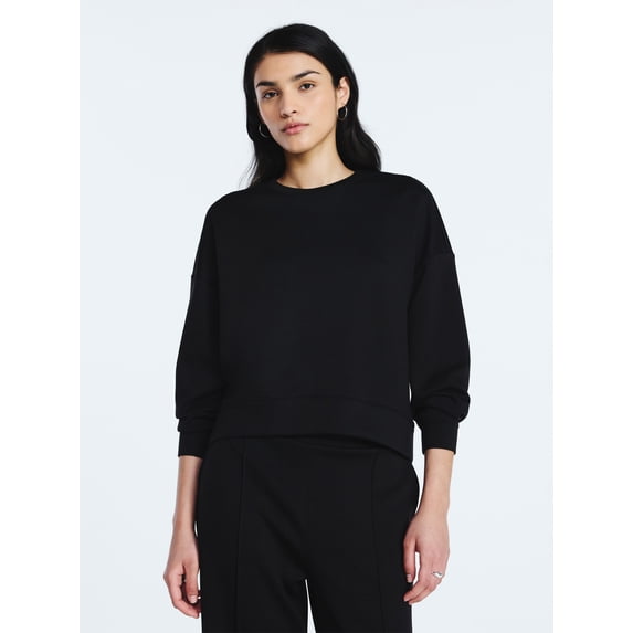 Scoop Women's and Women's Plus Scubaknit Cropped Sweatshirt with Drop Sleeves, Sizes XS-4X