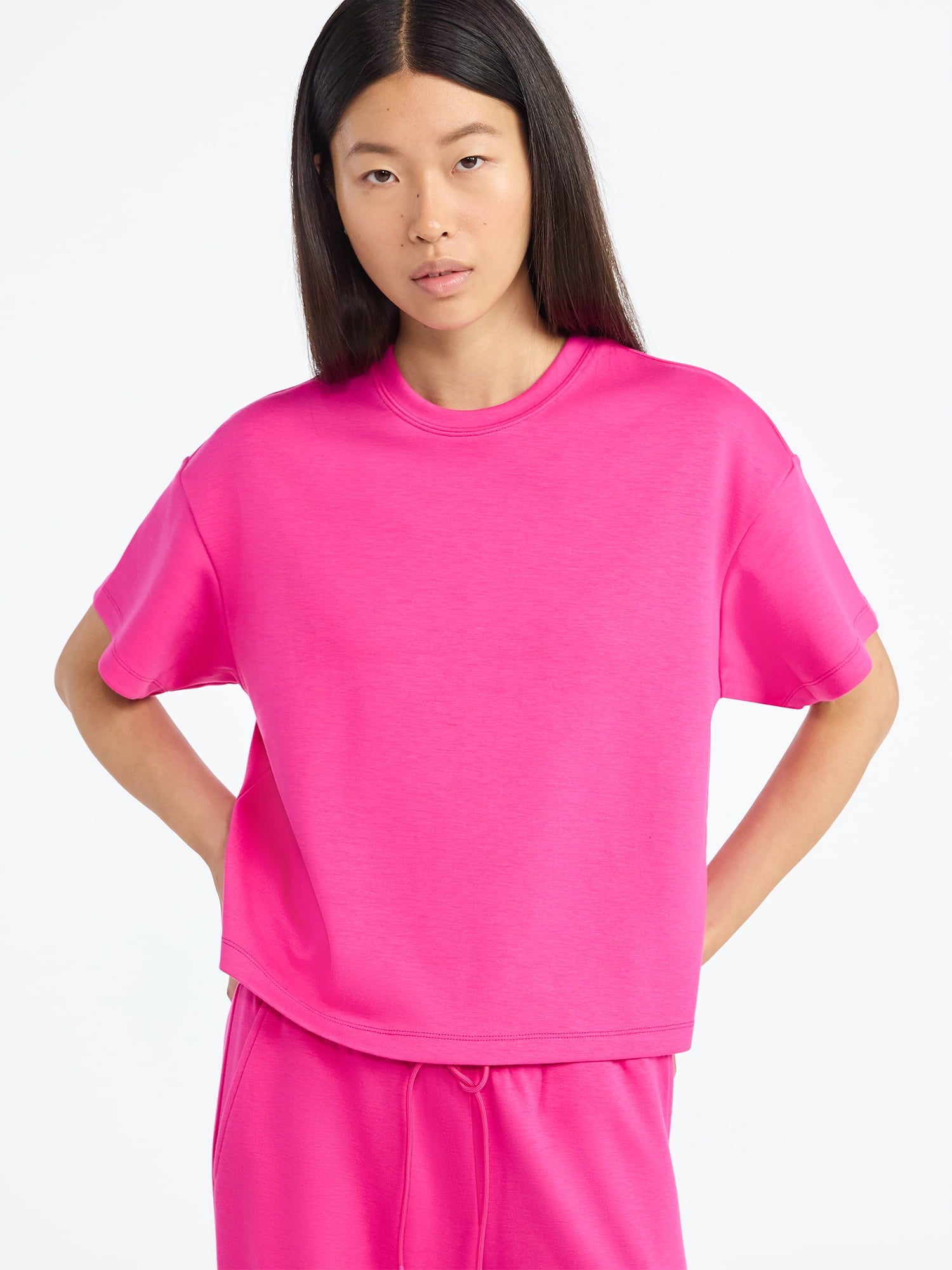 Scoop Women's and Women's Plus Scubaknit Tee with Short Sleeves, Sizes XS-4X