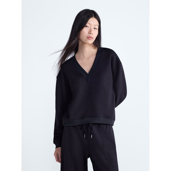 Scoop Women's and Women's Plus Scubaknit V-Neck Sweatshirt, Sizes XS-4X