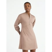 SCOOP Women's and Women's Plus New Scubaknit Zip Front Mini Dress, Sizes XS-4X
