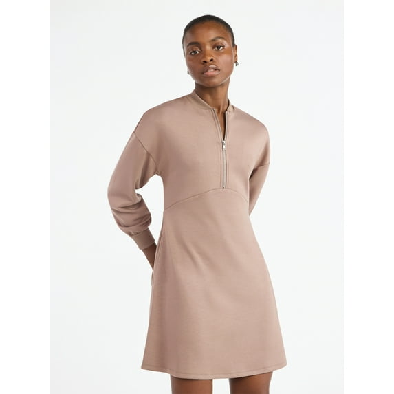 Scoop Women's and Women's Plus New Scubaknit Zip Front Mini Dress, Sizes XS-4X