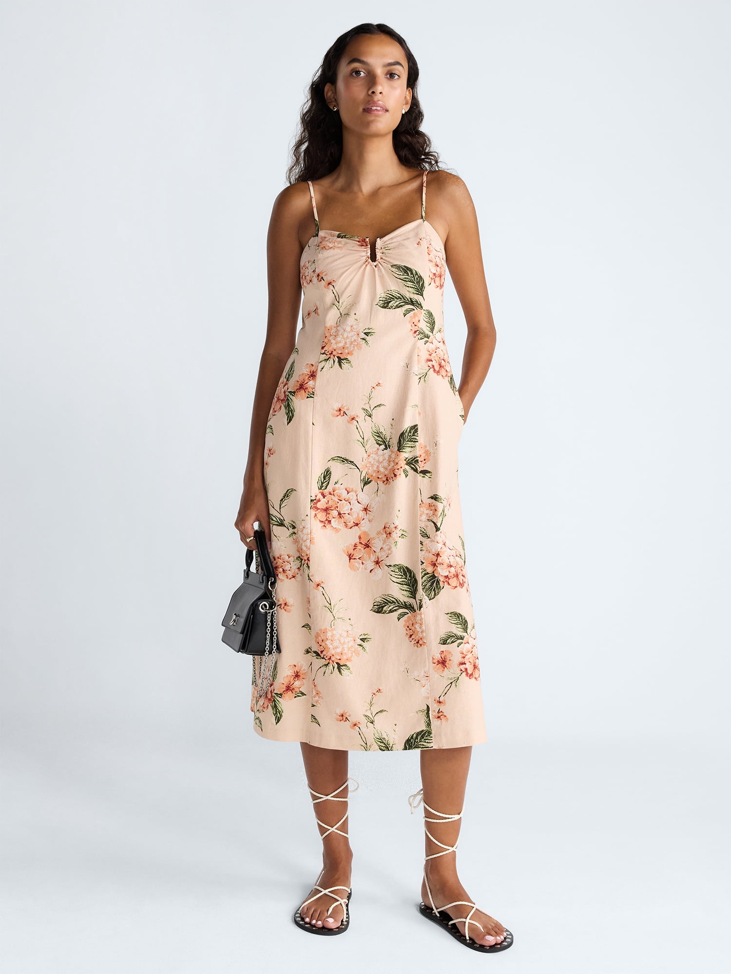 Scoop Women's and Women's Plus Sleeveless U-Ring Midi Dress, Sizes 0-18