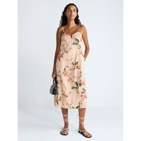 Women's and Women's Plus Sleeveless U-Ring Midi Dress, Sizes 0-18