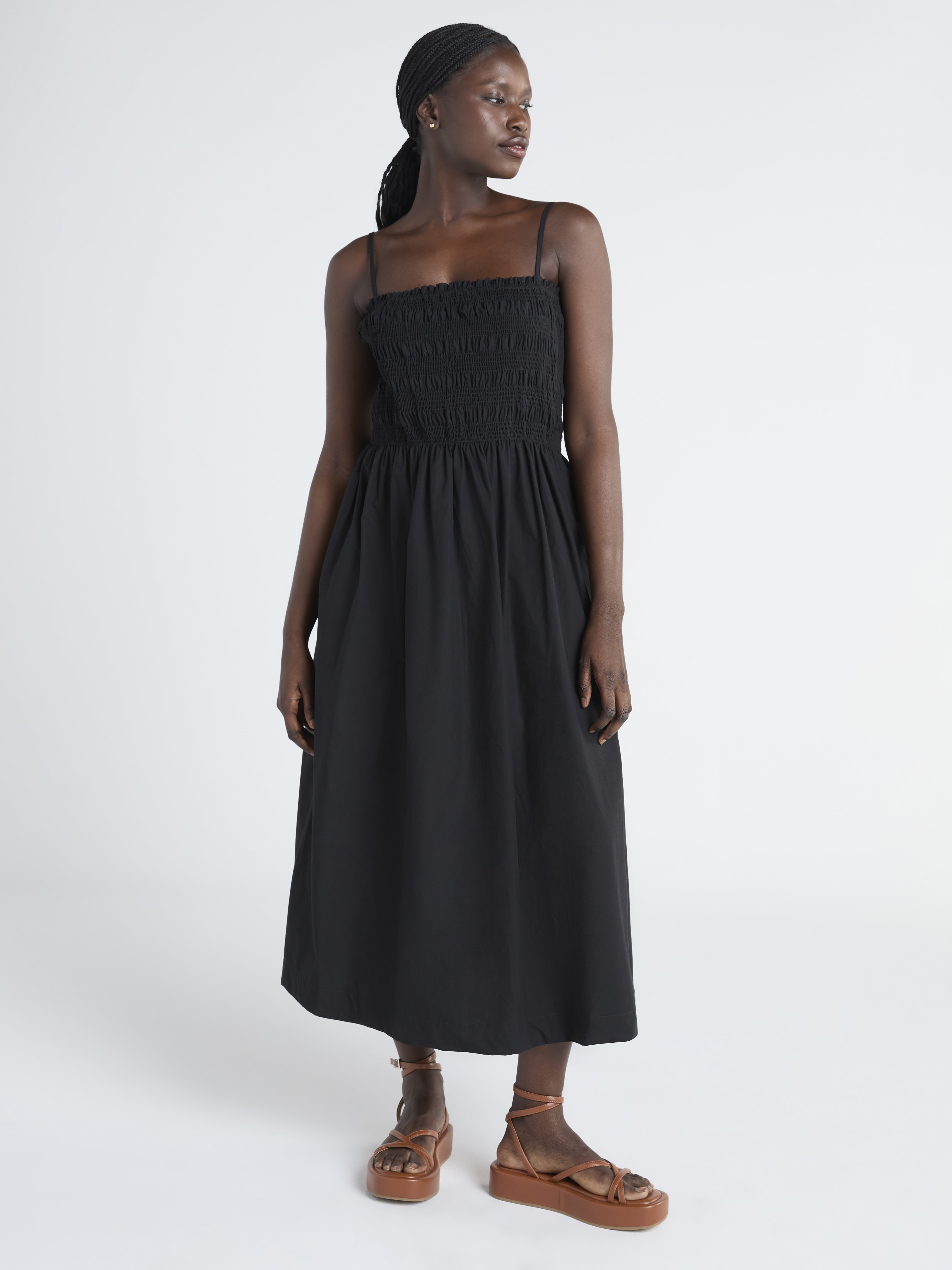 Scoop Women’s and Women’s Plus Smocked Cotton Maxi Dress, Sizes XS-4X