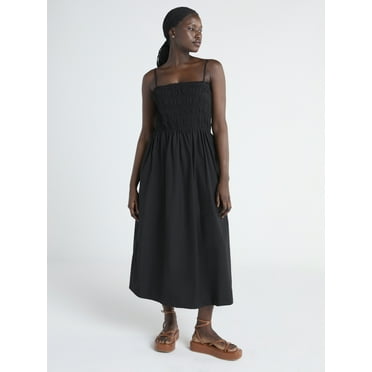 Scoop Women’s and Women’s Plus Smocked Cotton Maxi Dress, Sizes XS-4X