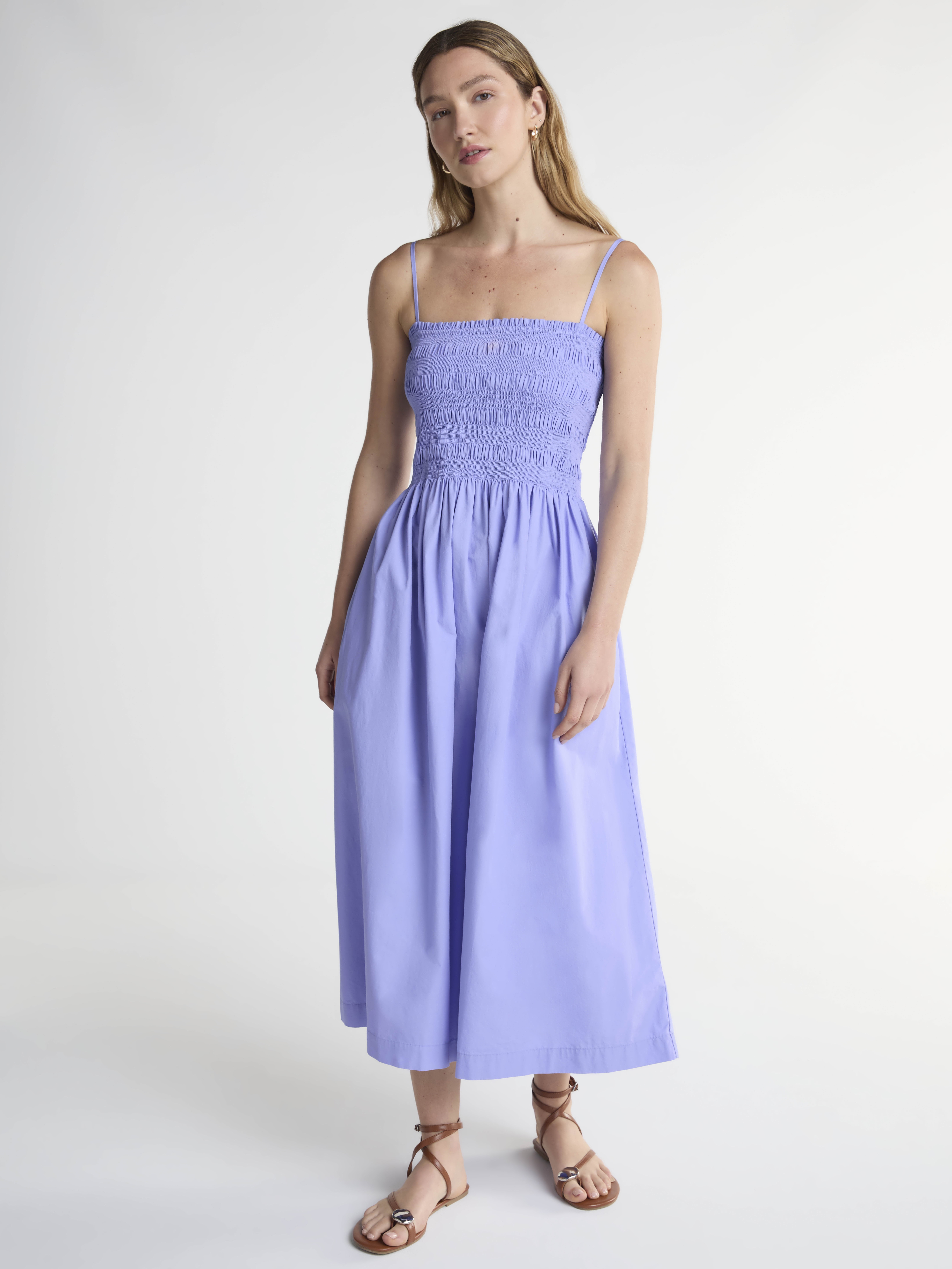 Scoop Women’s and Women’s Plus Smocked Cotton Maxi Dress, Sizes XS-4X