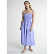 Scoop Women’s and Women’s Plus Smocked Cotton Maxi Dress, Sizes XS-4X