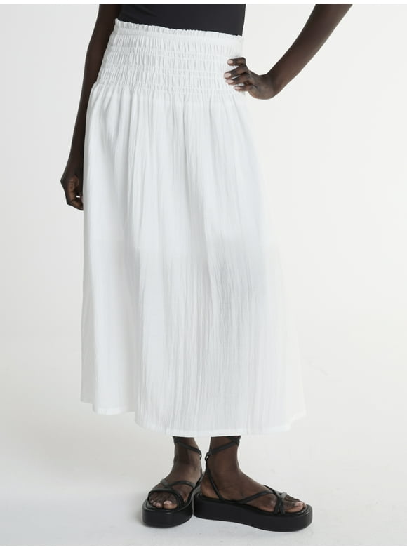Women’s and Women’s Plus Smocked Waist Maxi Skirt, Sizes XS-4X