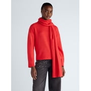 Scoop Women s and Women s Plus Sweater and Scarf Set Detachable, Sizes XS-4X