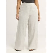 Scoop Women's and Women’s Plus Linen Blend Tailored Wide Leg Pants, Sizes 0-26W