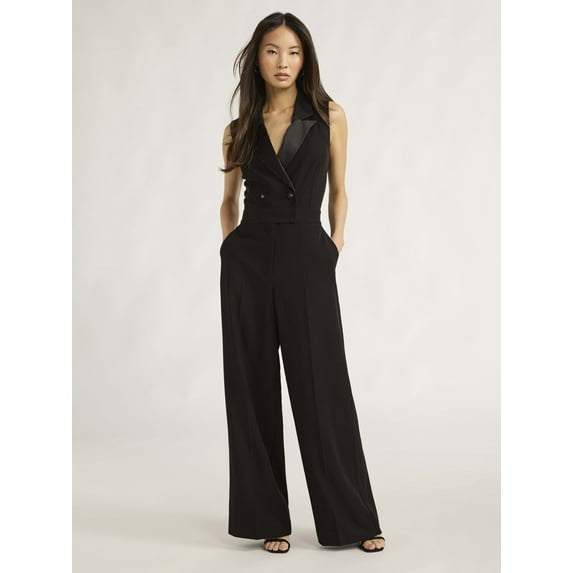 Scoop Women’s and Women's Plus Tuxedo Jumpsuit, 30” Inseam, Sizes XS-4X