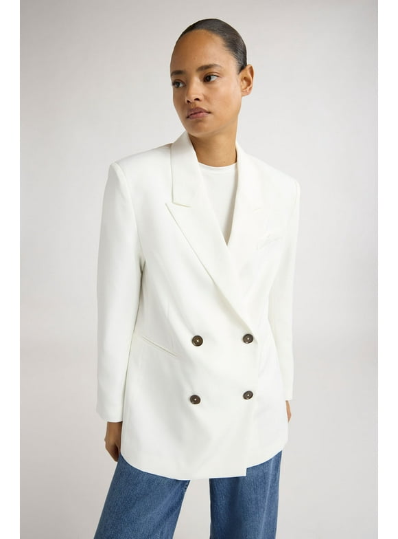Scoop Women's and Women's Plus Crepe Slouchy Double Breasted Blazer, Sizes XS-4X