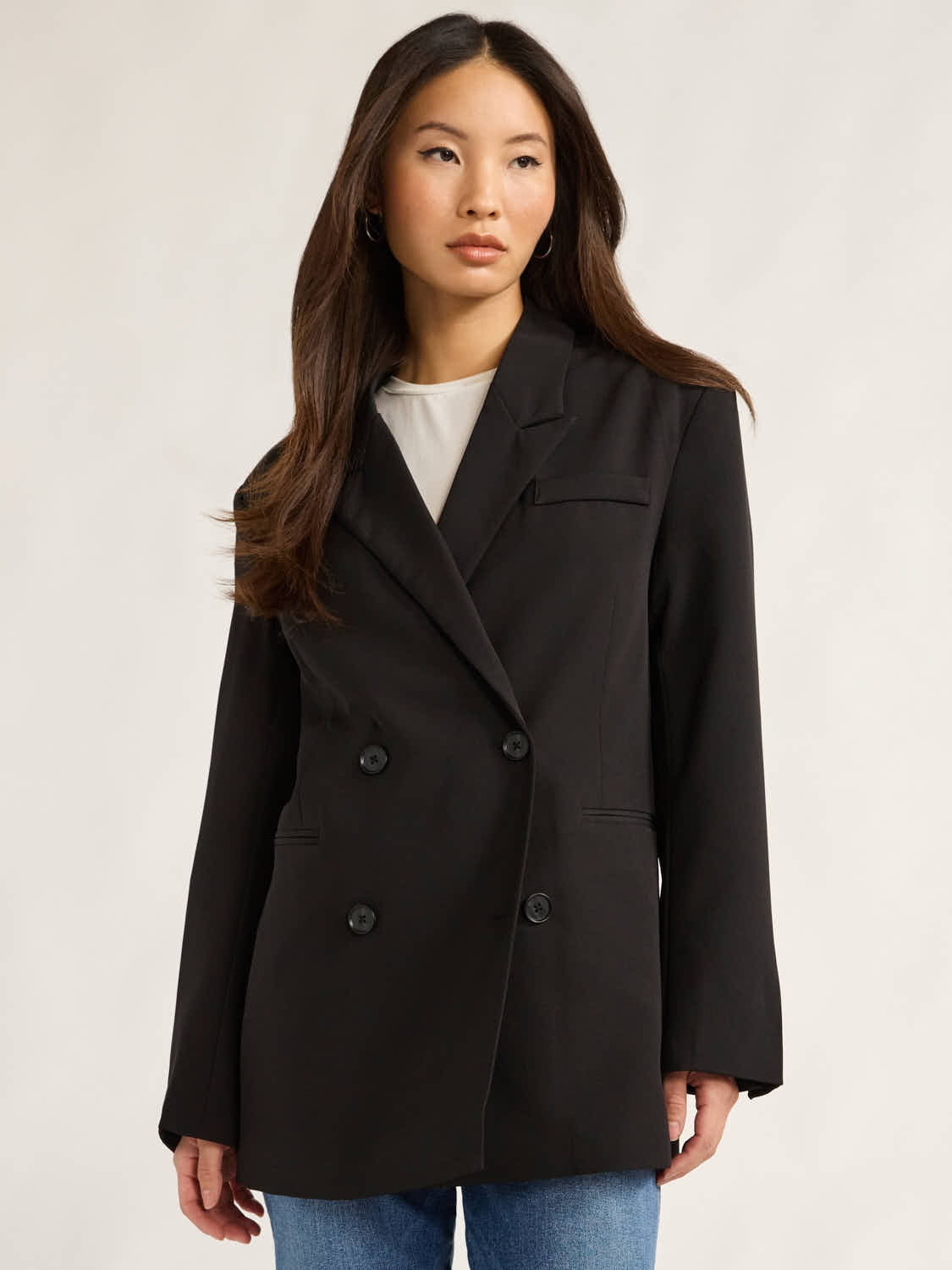 Scoop Women's and Women's Plus Crepe Slouchy Double Breasted Blazer, Sizes XS-4X