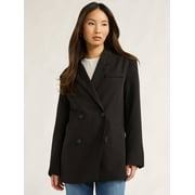 Scoop Women's and Women's Plus Crepe Slouchy Double Breasted Blazer, Sizes XS-4X