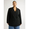 thumbnail image 1 of Scoop Women's and Women's Plus Crepe Slouchy Double Breasted Blazer, Sizes XS-4X, 1 of 5