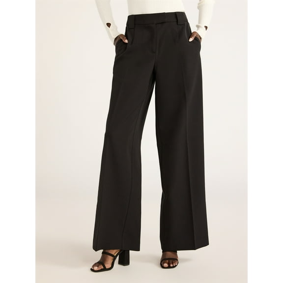 Scoop Women’s and Women's Plus Crepe Wide Leg Trousers, 32", 32.5", and 34" Inseams, Sizes 0-28