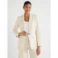 thumbnail image 1 of Scoop Women's and Women's Plus One Button Linen Blend Blazer, Sizes XS-4X, 1 of 5