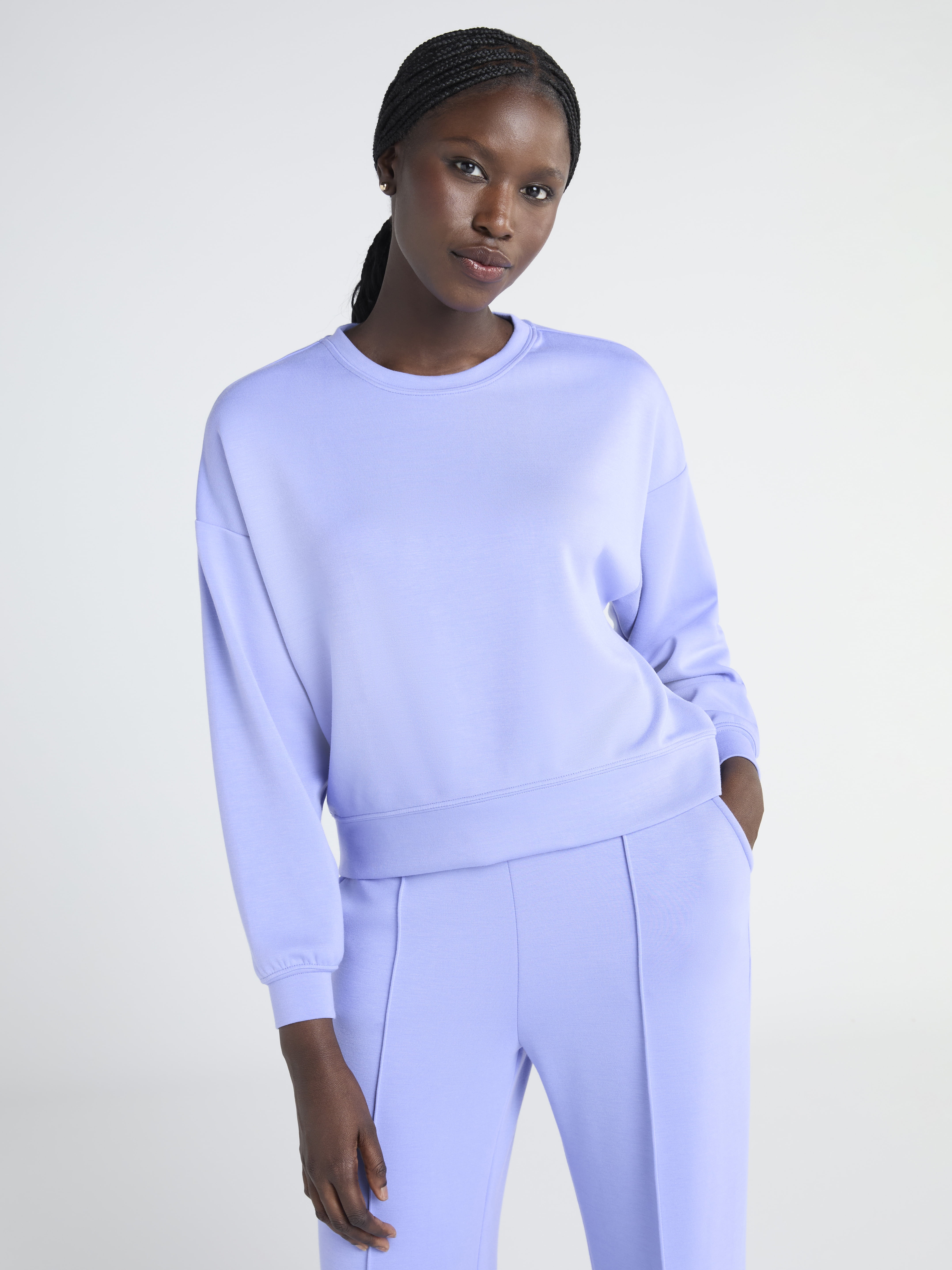 Scoop Women's and Women's Plus Scubaknit Cropped Sweatshirt with Drop Sleeves, Size XS-4X