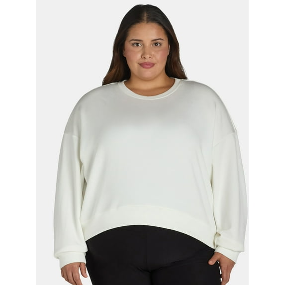 Scoop Women's and Women's Plus Ultimate Scubaknit Cropped Sweatshirt with Drop Sleeves, Size XS-4X
