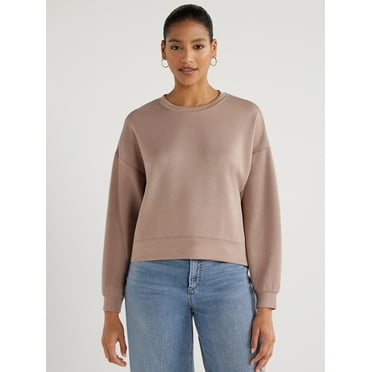 Scoop Women's and Women's Plus Scubaknit Cropped Sweatshirt with Drop Sleeves, Size XS-4X