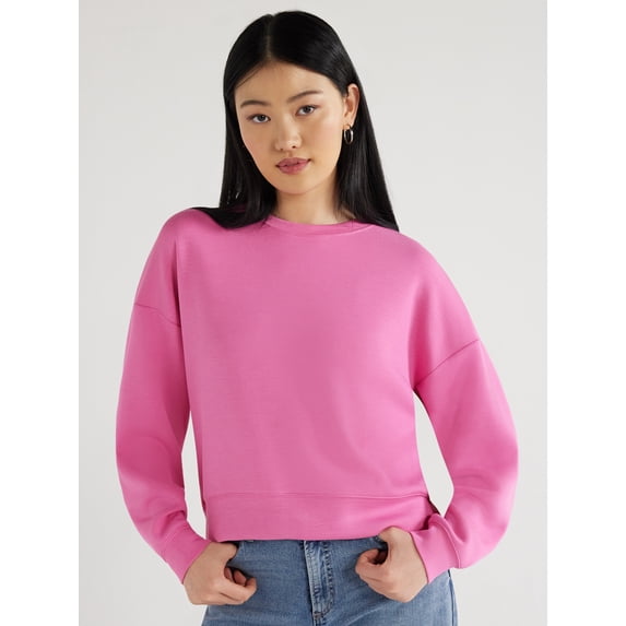 Scoop Women's and Women's Plus Ultimate Scubaknit Cropped Sweatshirt with Drop Sleeves, Size XS-4X