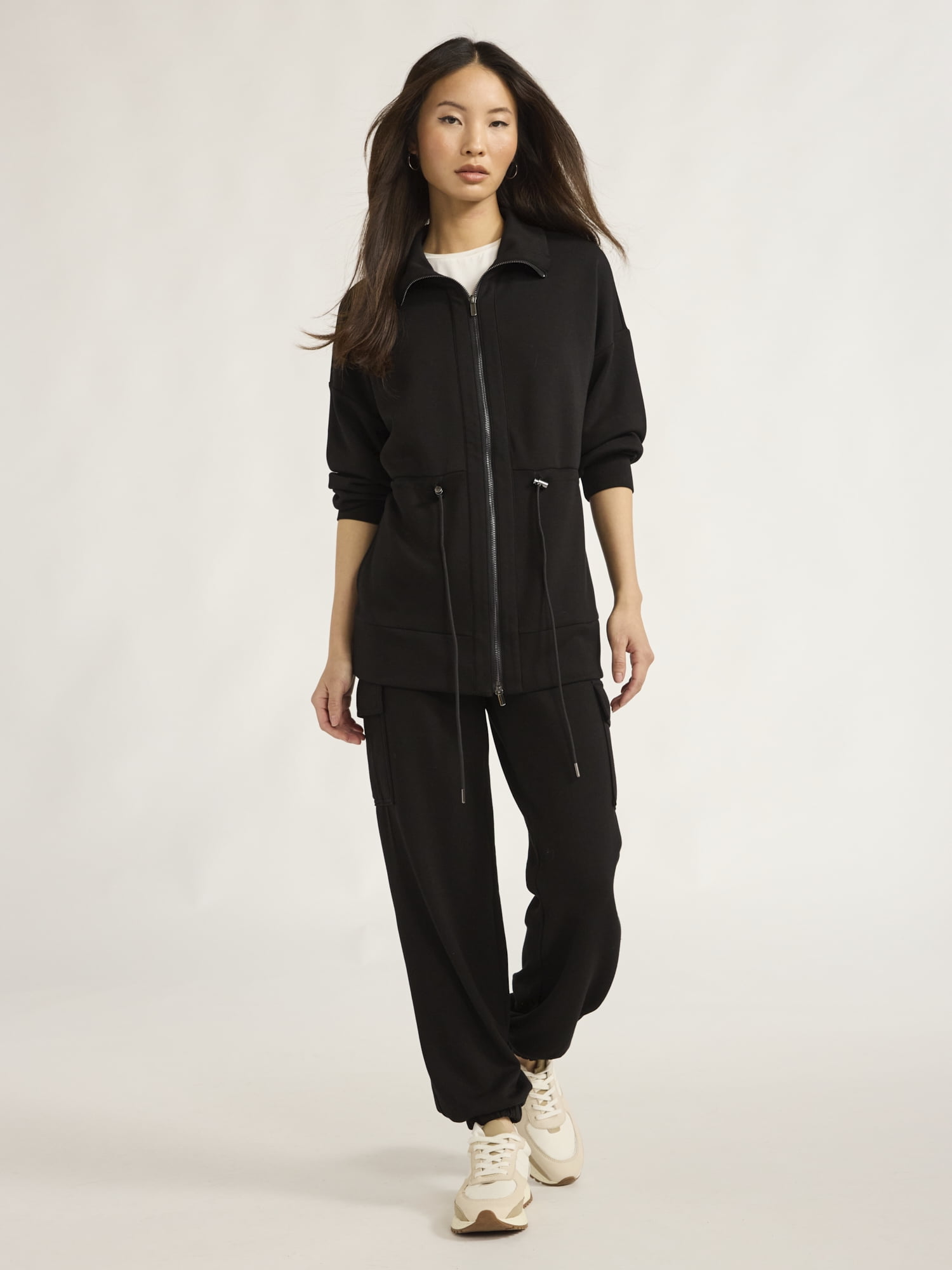 Scoop Women's Plus Ultimate ScubaKnit Longline Drawstring Zip Jacket XS-4X