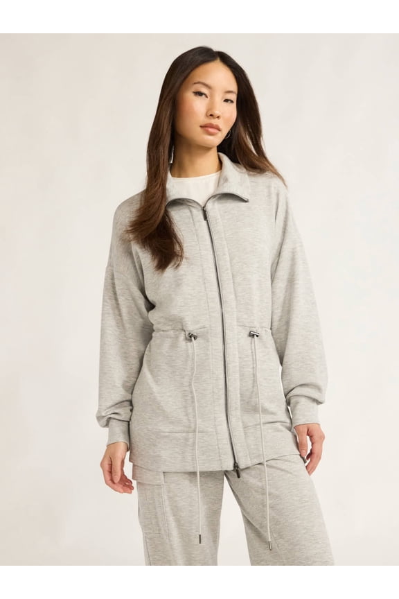 Women’s and Women's Plus Ultimate Scubaknit Longline Drawstring Zip Jacket, Sizes XS-4X