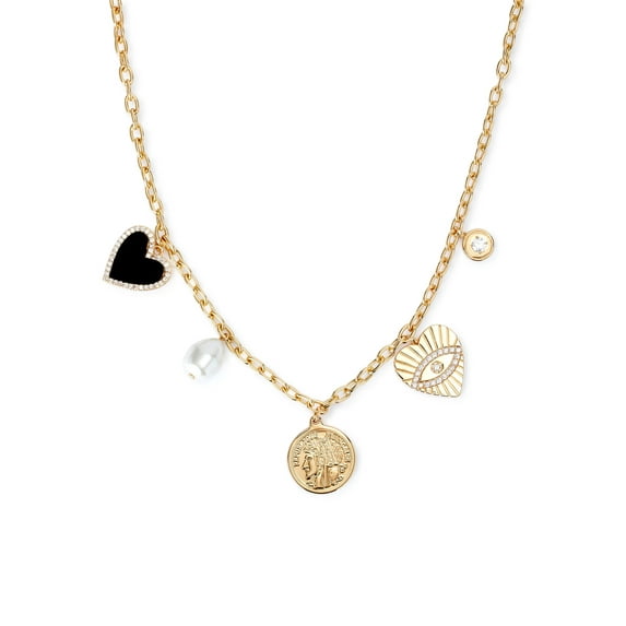 Scoop Womens Brass 14KT Gold Flash Plated Charm Necklace