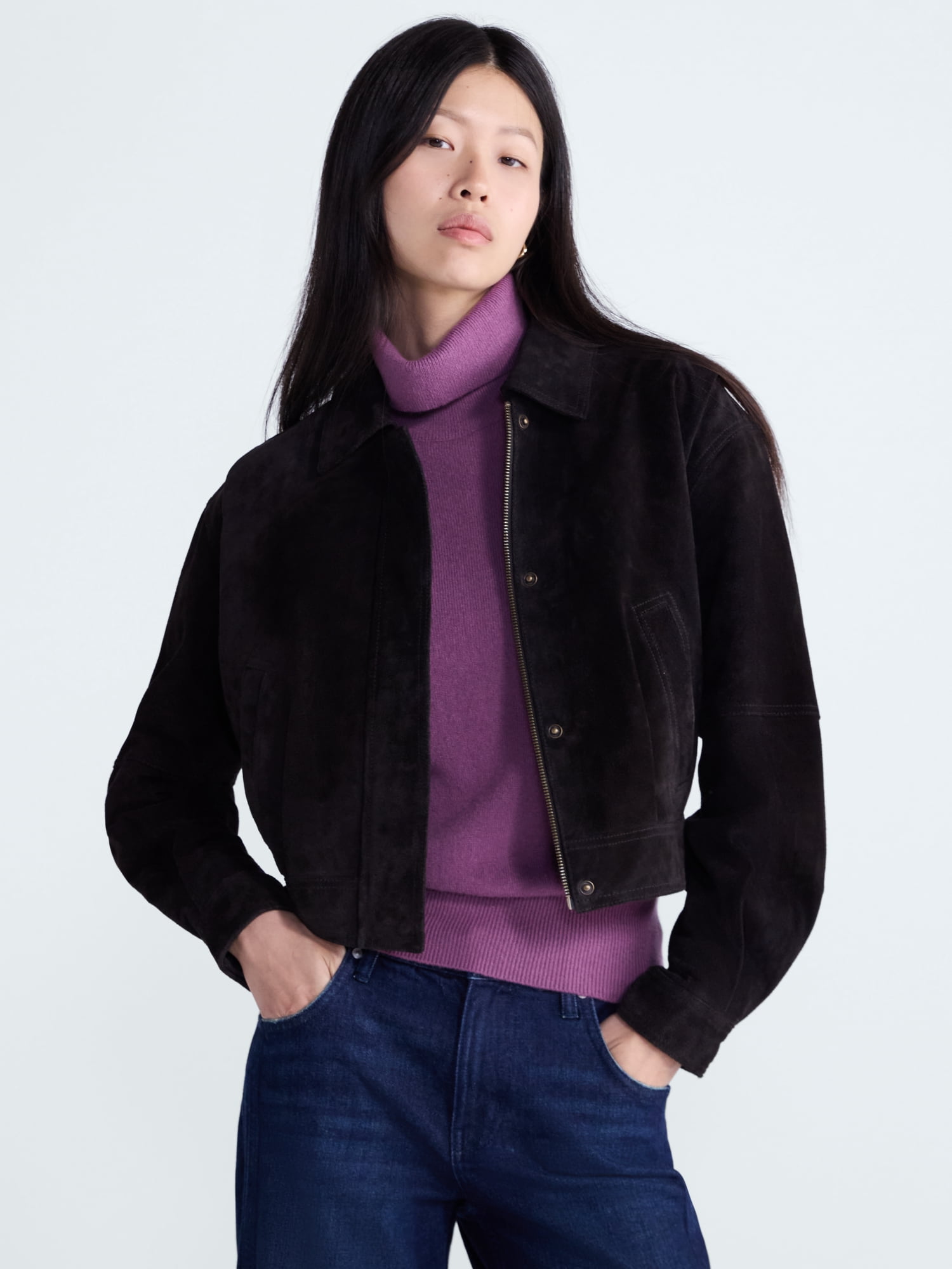 Scoop Women’s and Women’s Plus Cropped Suede Jacket, Sizes XS-4X