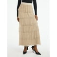 thumbnail image 1 of Scoop Women's and Women's Plus Glitter Ruffle Maxi Skirt, Sizes XS-4X, 1 of 6