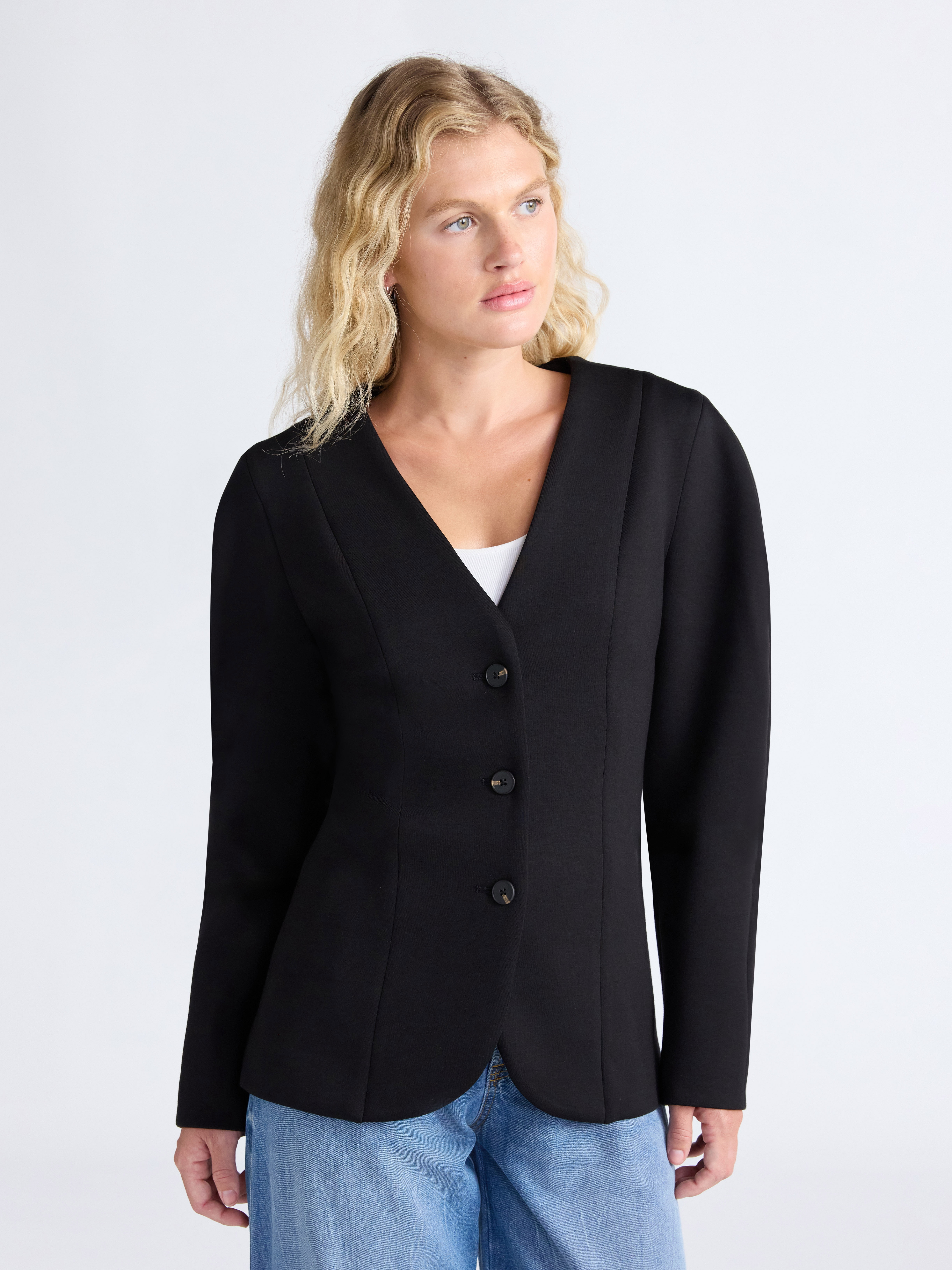 Scoop Women’s New Scubaknit Barrel Sleeve Blazer, Midweight, Sizes XS-XXL