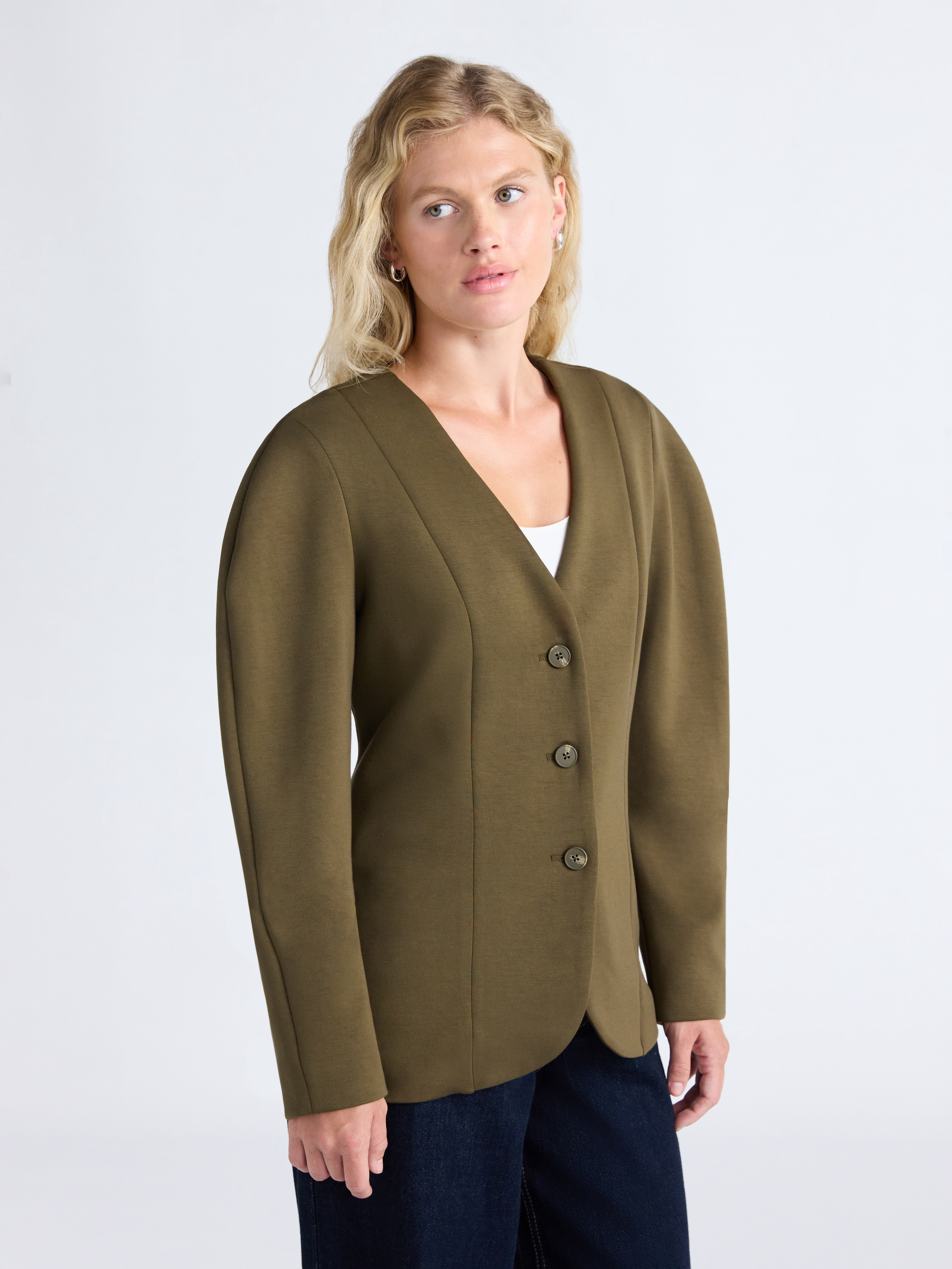 Scoop Women’s New Scubaknit Barrel Sleeve Blazer, Midweight, Sizes XS-XXL