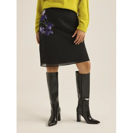 Scoop Women’s & Women's Plus Bias Cut Midi Skirt, Sizes XS-4X