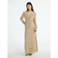 thumbnail image 1 of Scoop Women's and Women's Plus Glitter Ruffle Maxi Dress, Sizes XS-4X, 1 of 5