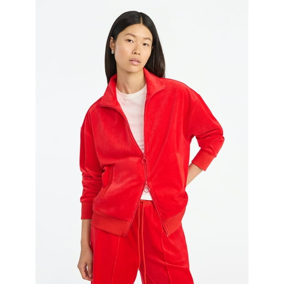 Scoop Women’s Velour Track Jacket, Lightweight, Sizes XS-XXL