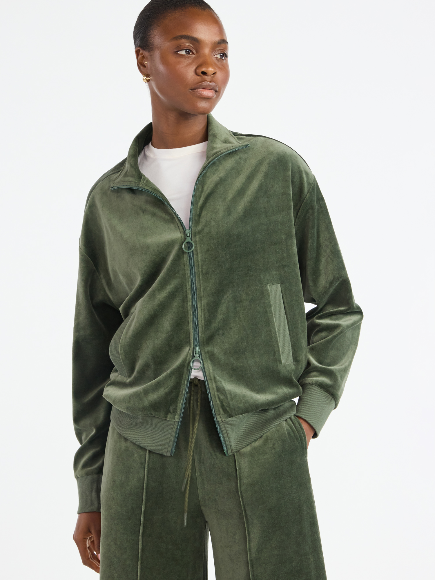 Scoop Women’s Velour Track Jacket, Lightweight, Sizes XS-XXL