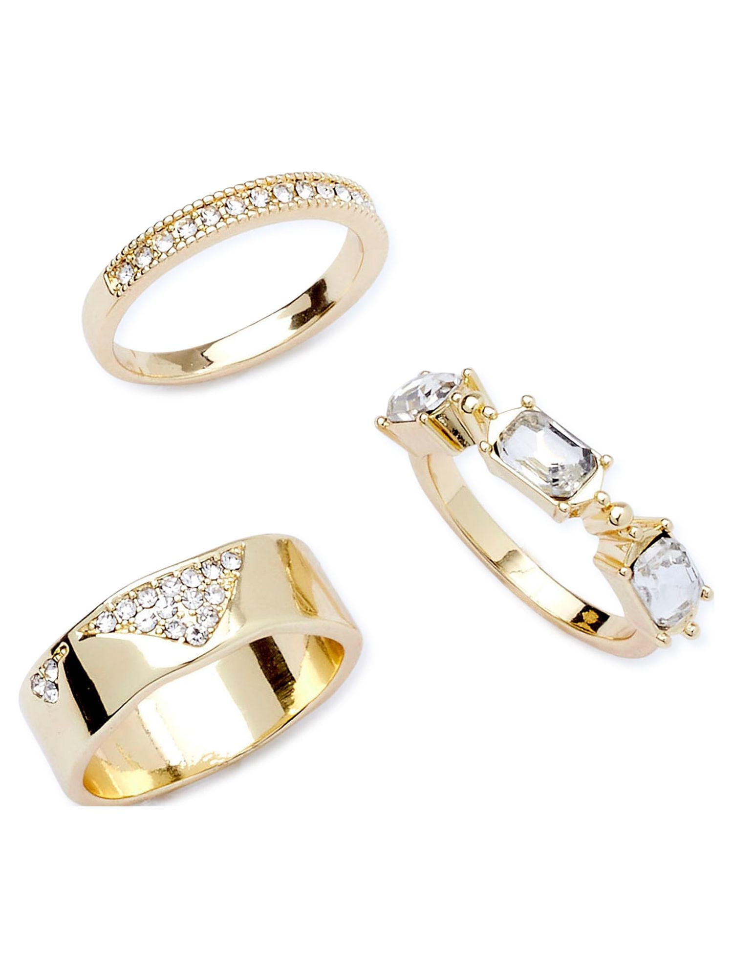 Scoop Womens Women's 14KT Gold Flash-Plated Fashion Ring Set, 3-Piece