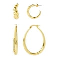 thumbnail image 1 of Scoop Womens Women's 14KT Gold Flash-Plated Hoop Earring Set, 2-Piece, 1 of 3