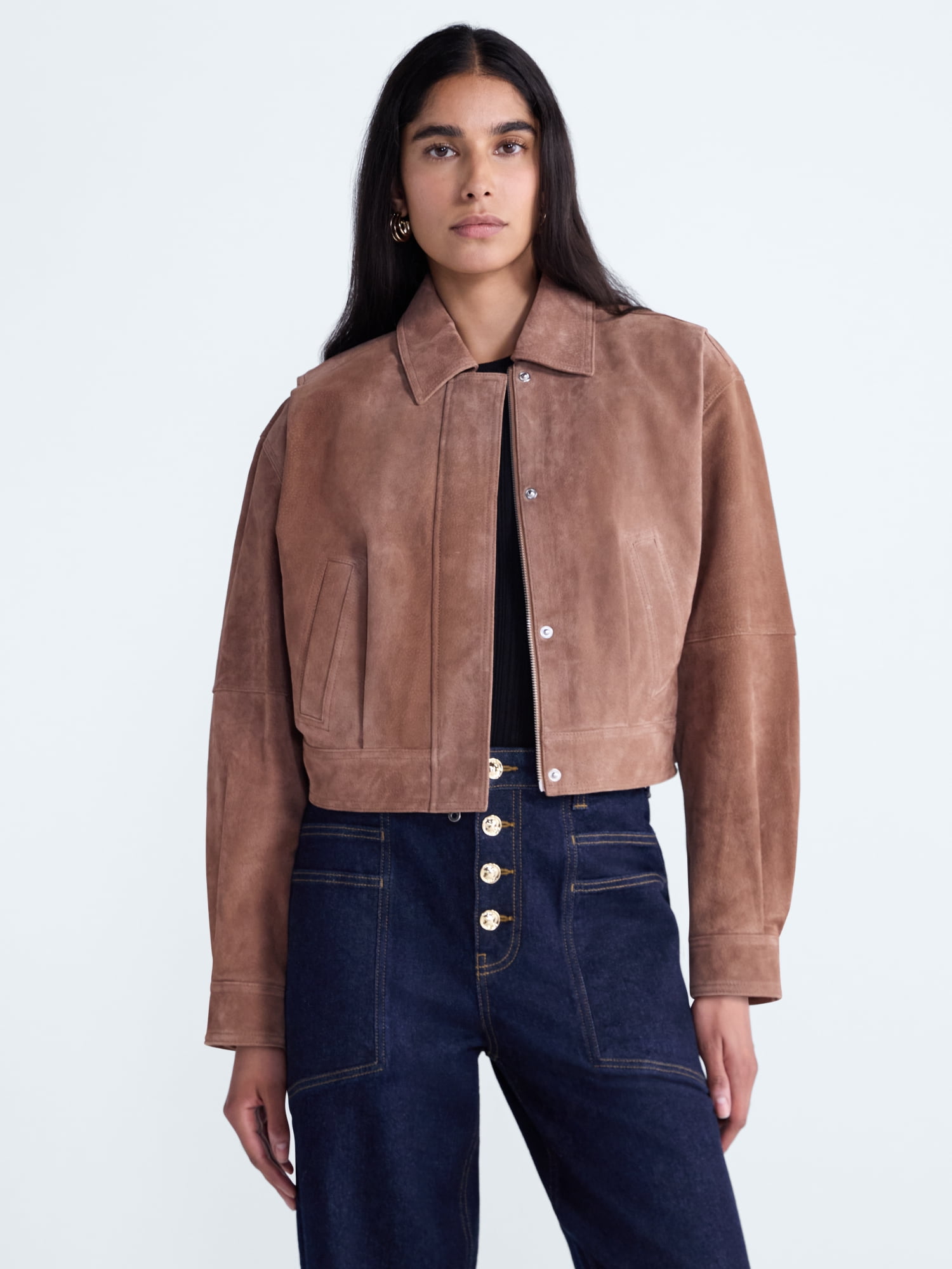 Scoop Women’s and Women’s Plus Cropped Suede Jacket, Sizes XS-4X