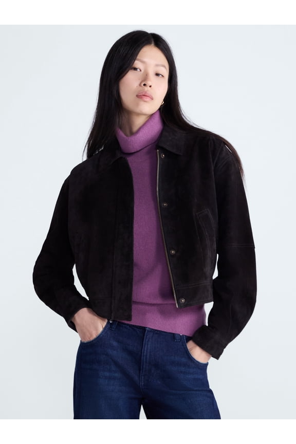 Women’s and Women’s Plus Cropped Suede Jacket, Sizes XS-4X