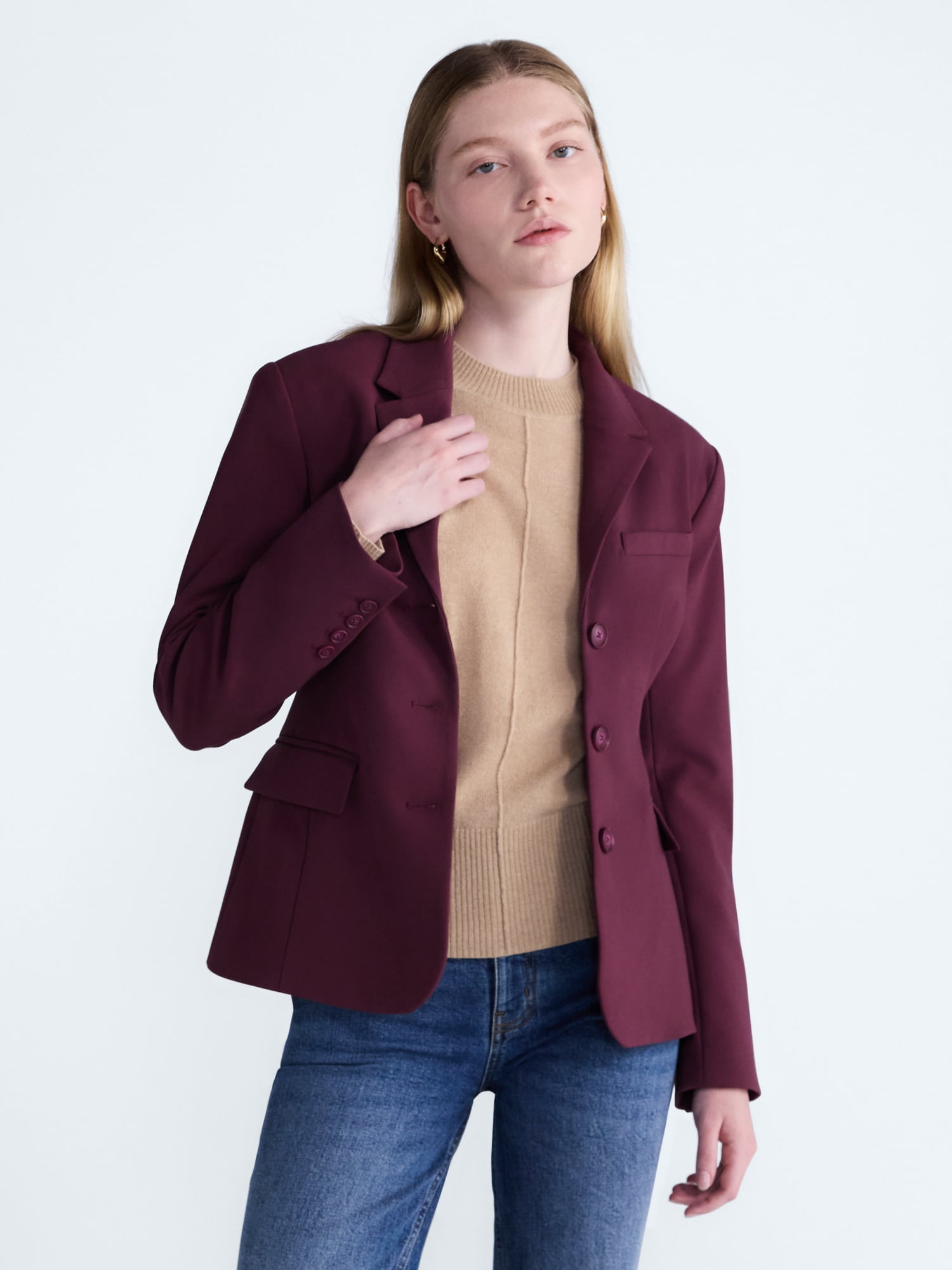 Scoop Women's and Women's Plus Notched Hourglass Blazer, Sizes XS-XXL